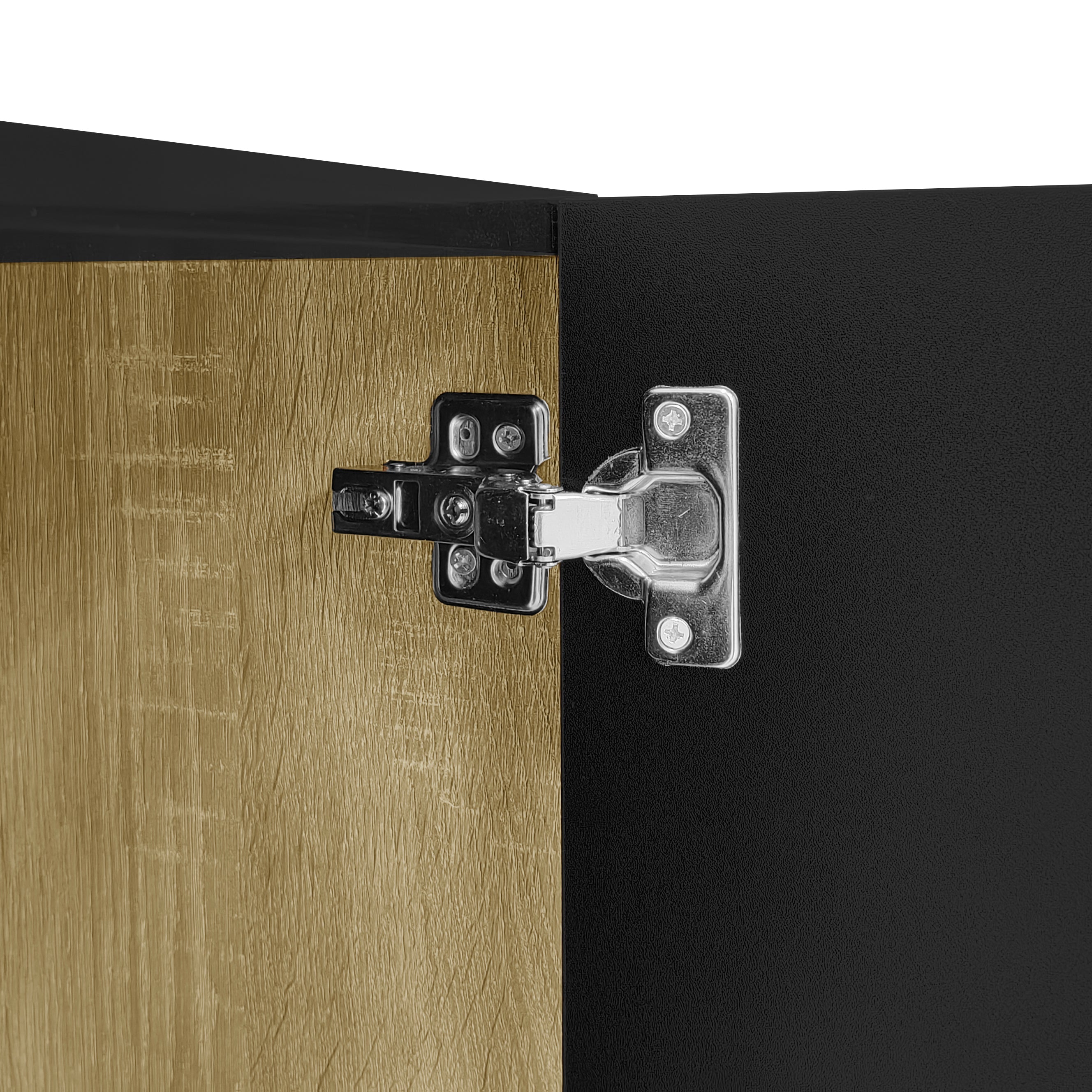 Logidon high-gloss TV cabinet 170 cm black-gold, 4 doors, modern