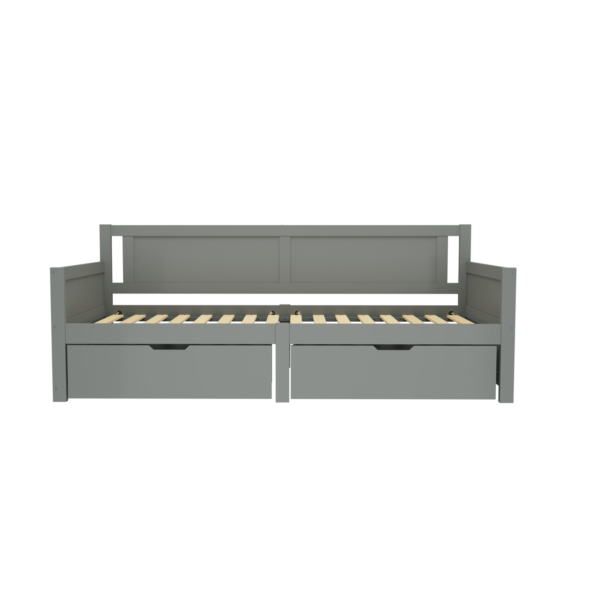 Logidon Sofa Bed 90x200 Gray With Two Storage Compartments Solid Wood Frame