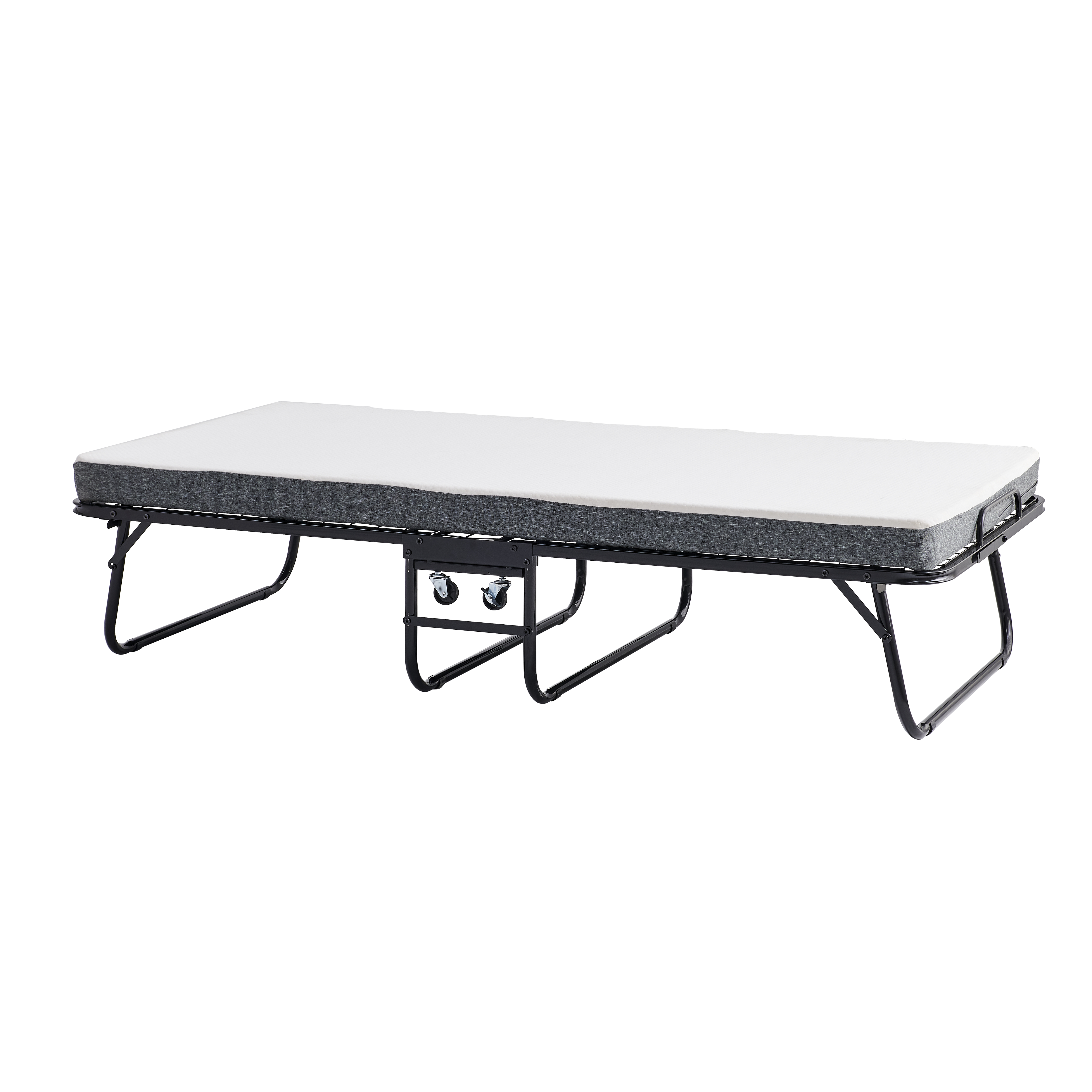 Logidon opklapbed 90x190 cm met 10 cm traagschuimmatras zwart 4 wielen