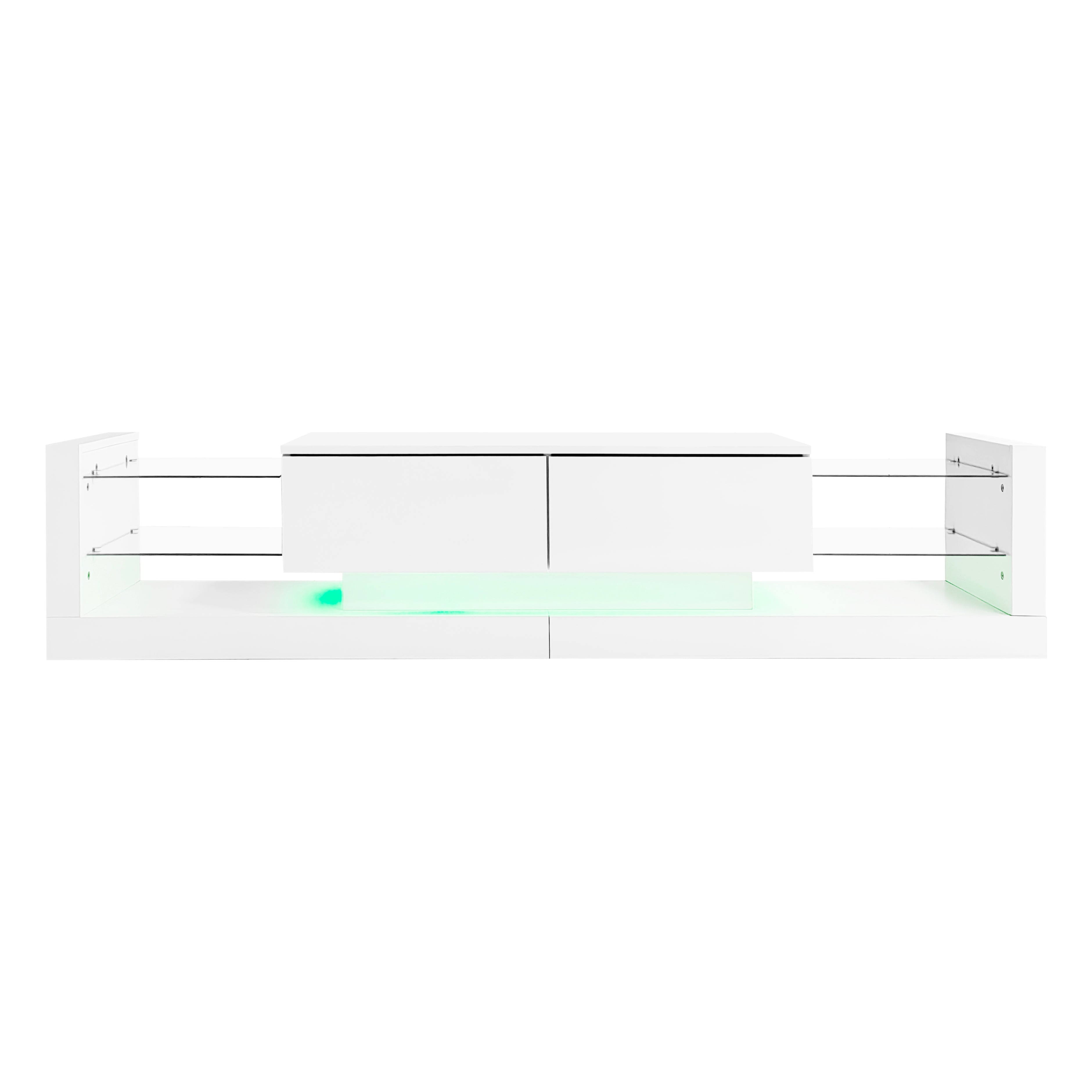 Logidon hoogglans TV-meubel met LED-verlichting 181 cm wit glazen front