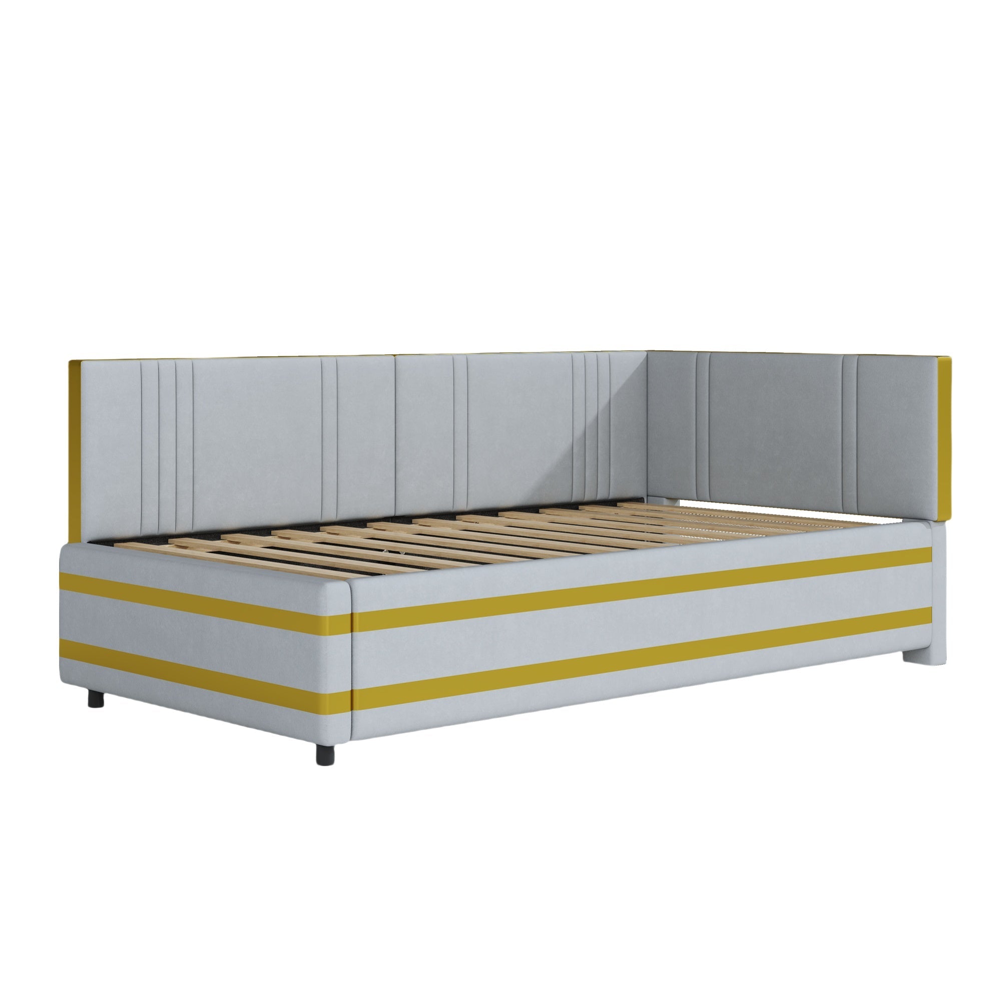 Logidon upholstered bed sofa bed 90x200 multifunctional bed gray velvet fabric