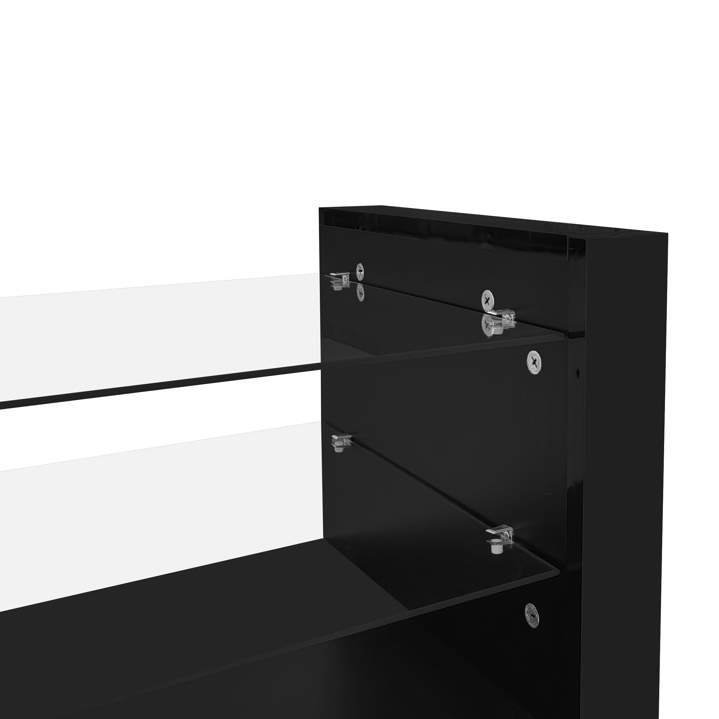 Logidon high-gloss TV cabinet 181 cm LED lighting black glass front