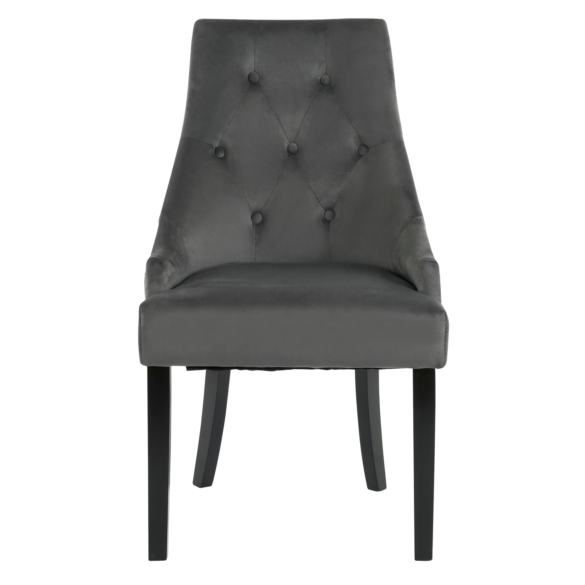 Logidon Set van 2 Retro Eetkamerstoelen Met Ronde Knopen Fluweel Grijs