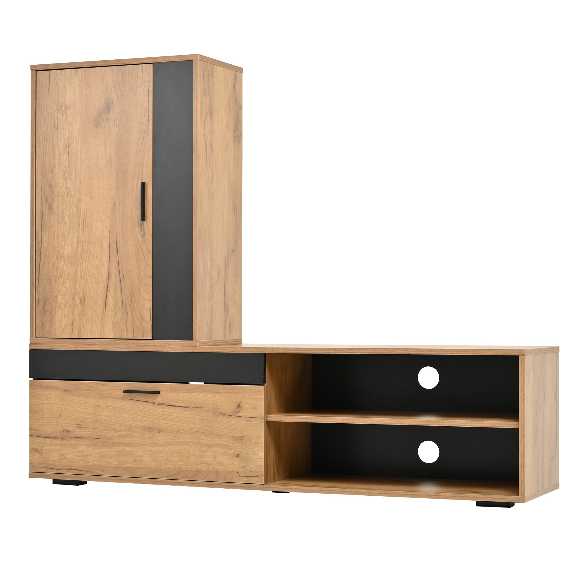Logidon TV wandmeubelset 140 cm driedelig hout zwart