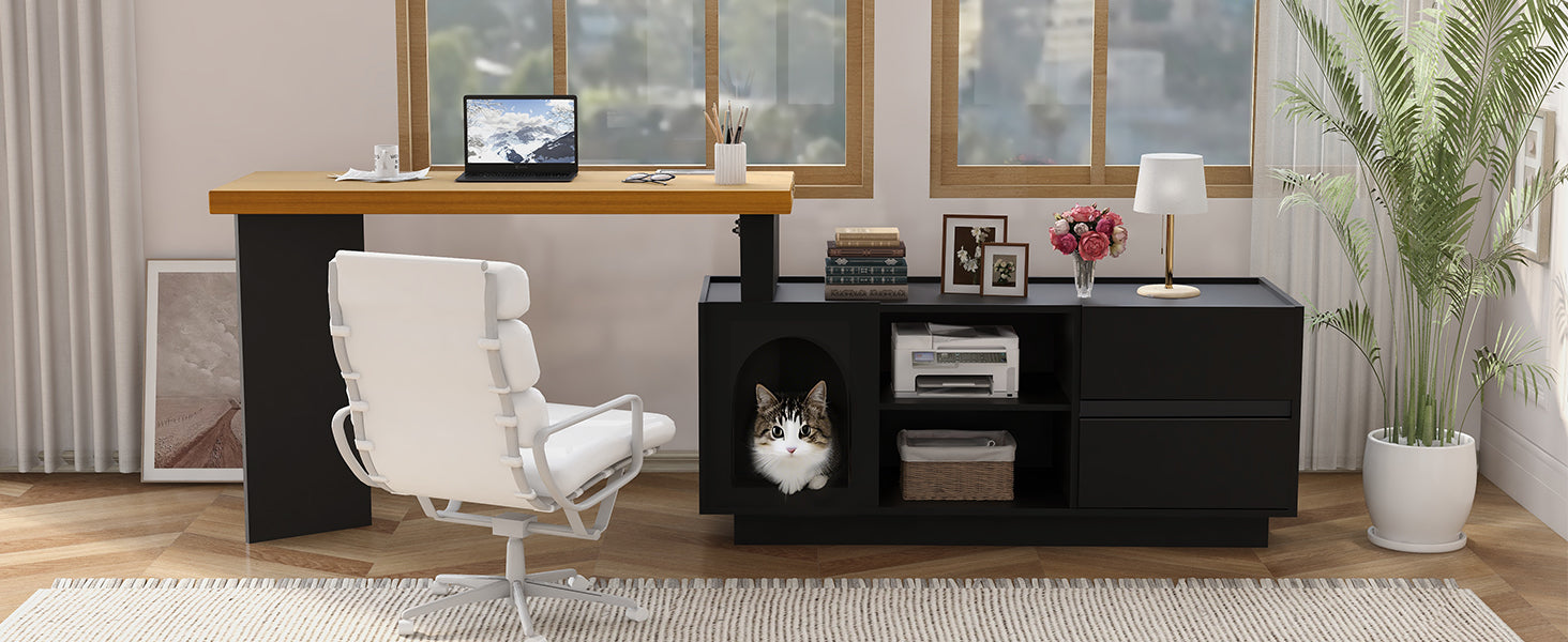 Logidon Hoekbureau met geïntegreerd dierenhok 120x50 cm MDF Zwart