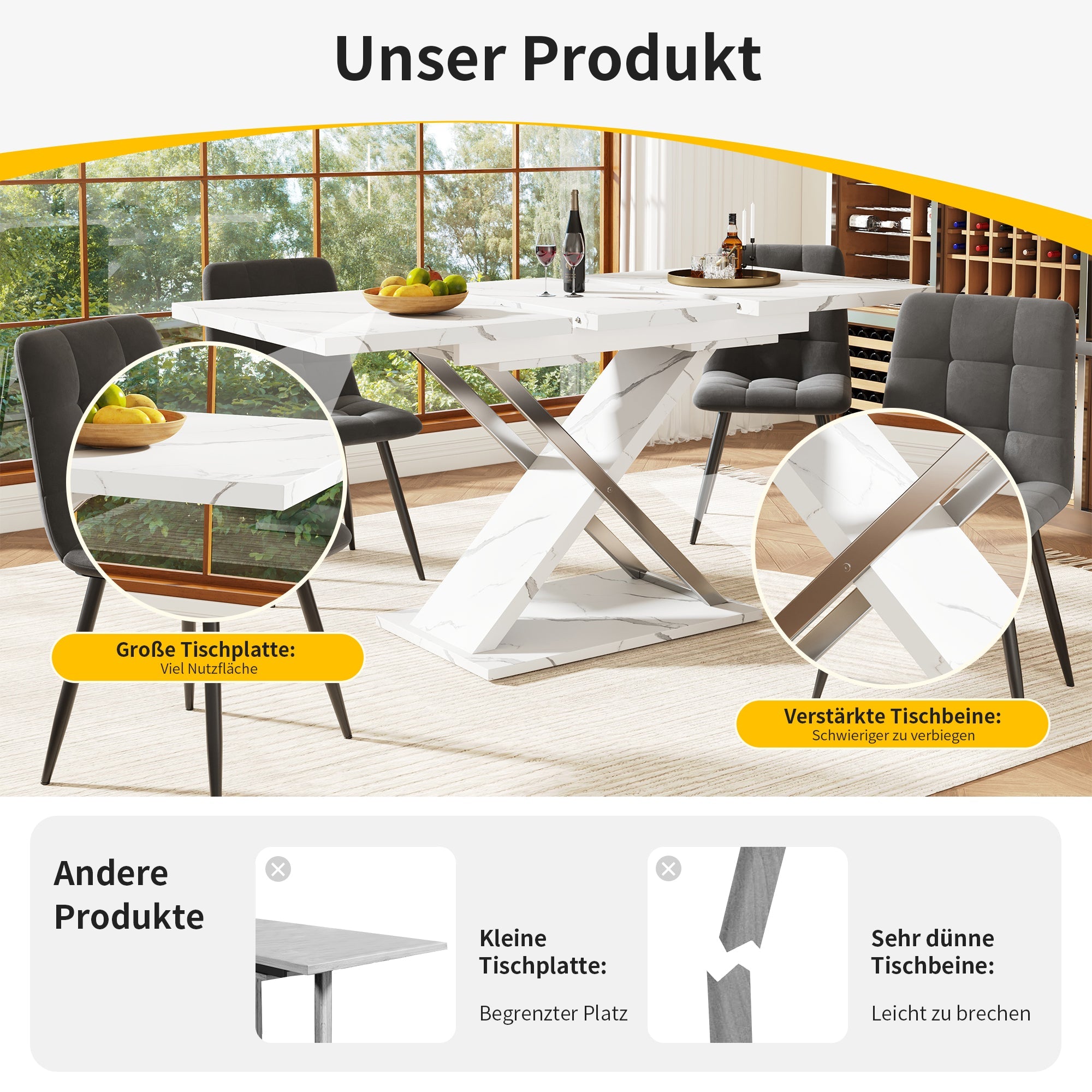 Logidon Uitschuifbare eettafel wit 118-157 cm met gekruiste poten