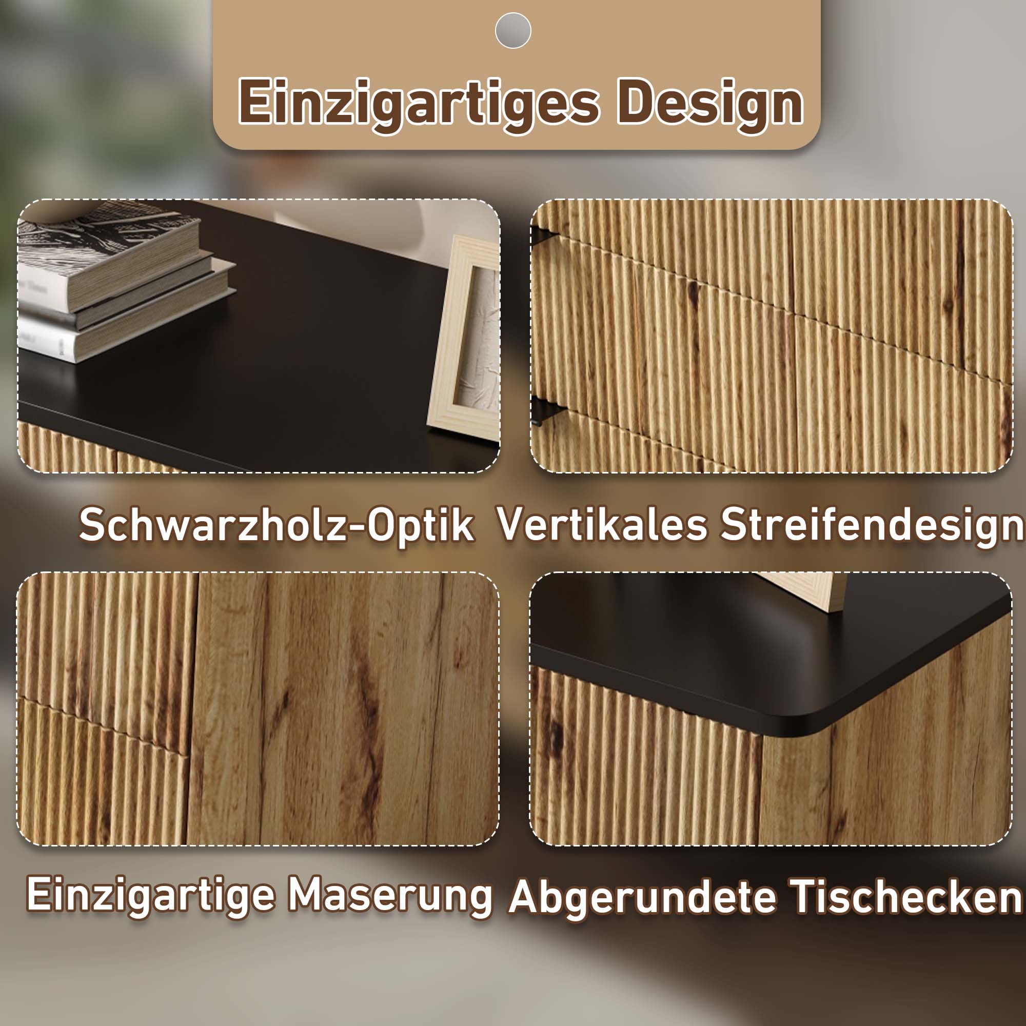 Logidon Modern dressoir 120x39,5x80 9 laden natuurlijke houtlook