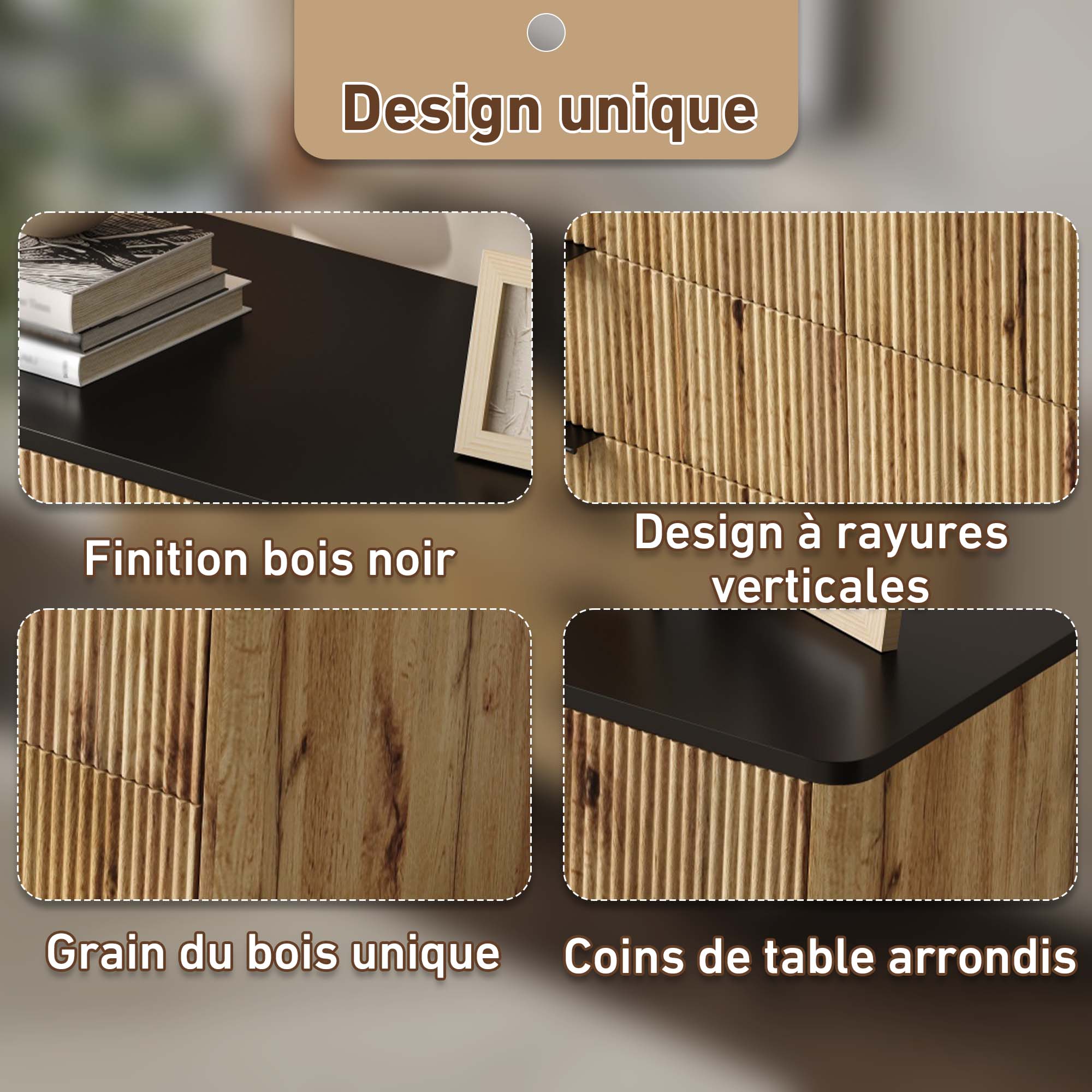 Logidon Modern dressoir 120x39,5x80 9 laden natuurlijke houtlook