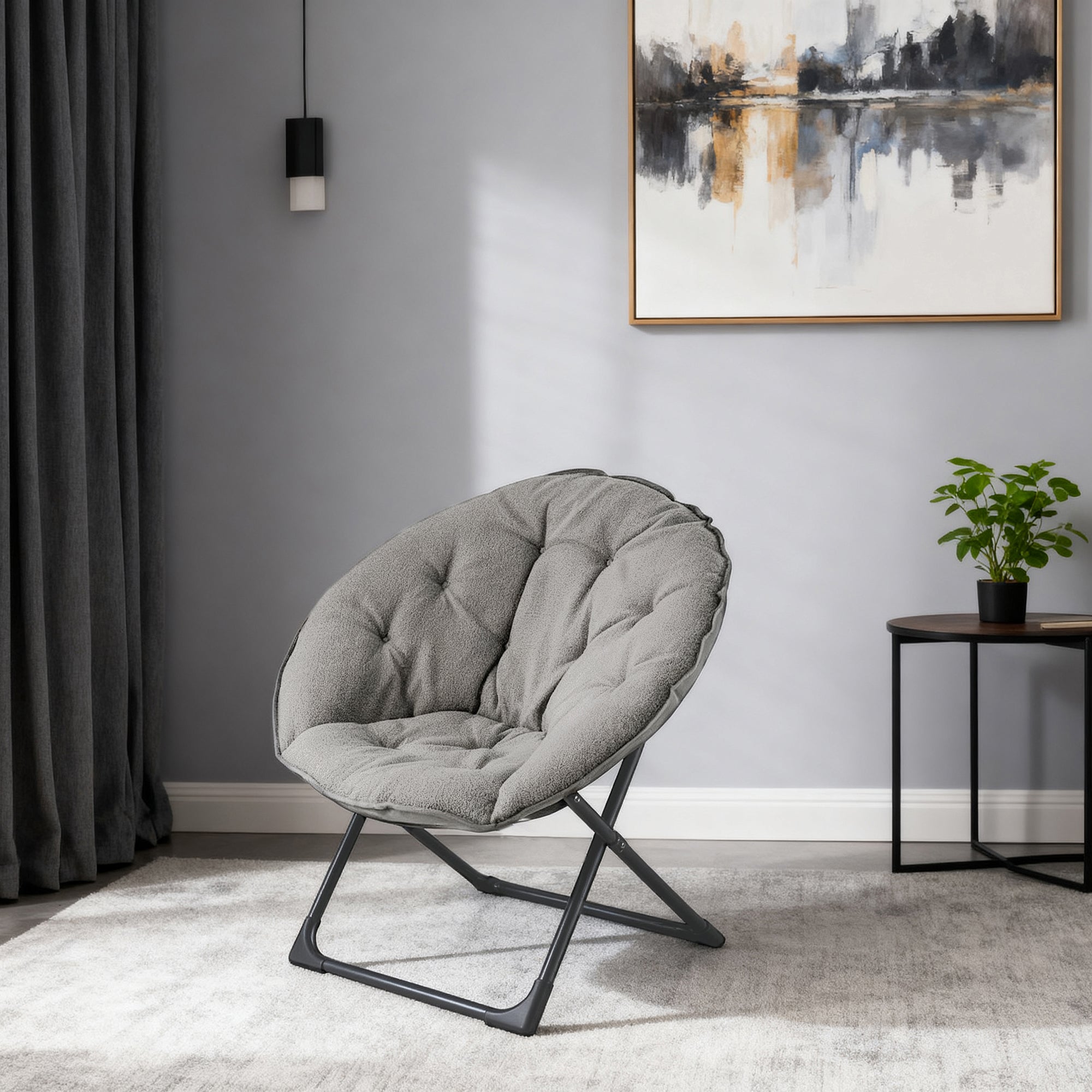 Logidon Opvouwbare Schapenwolsaus Tafelstoel Grijs 80 x 80 cm