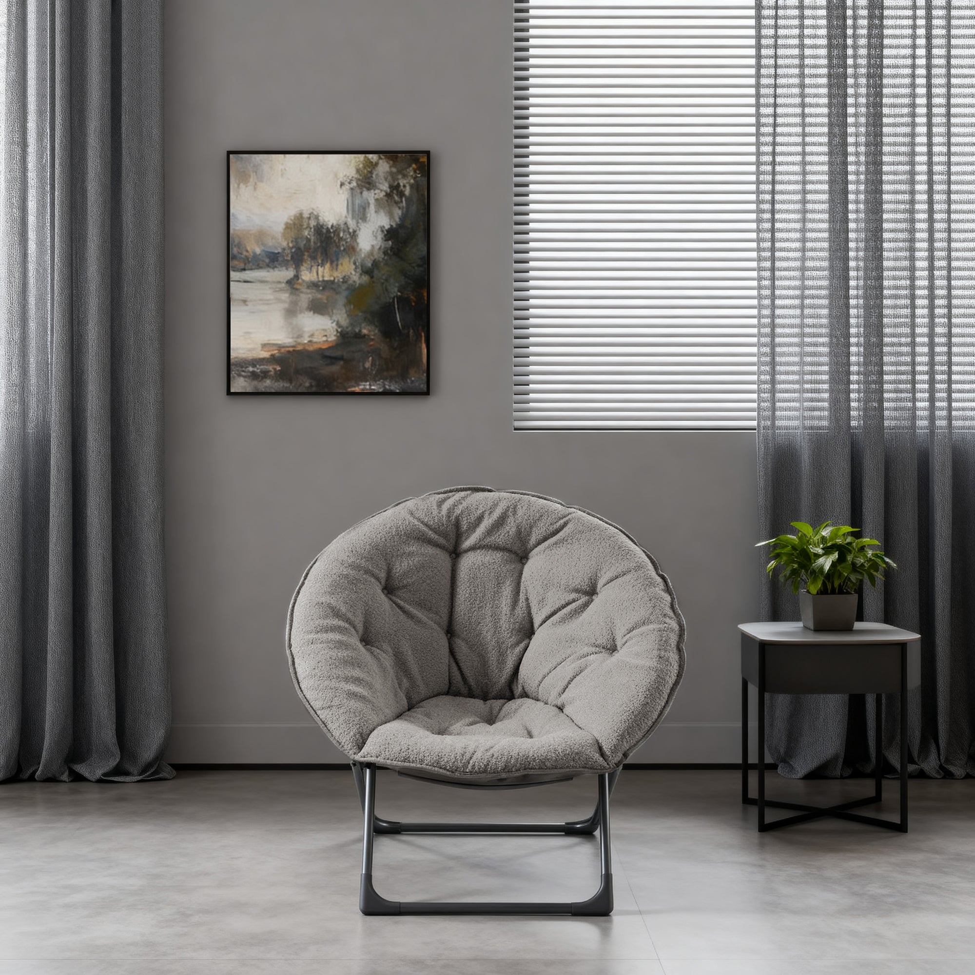 Logidon Opvouwbare Schapenwolsaus Tafelstoel Grijs 80 x 80 cm
