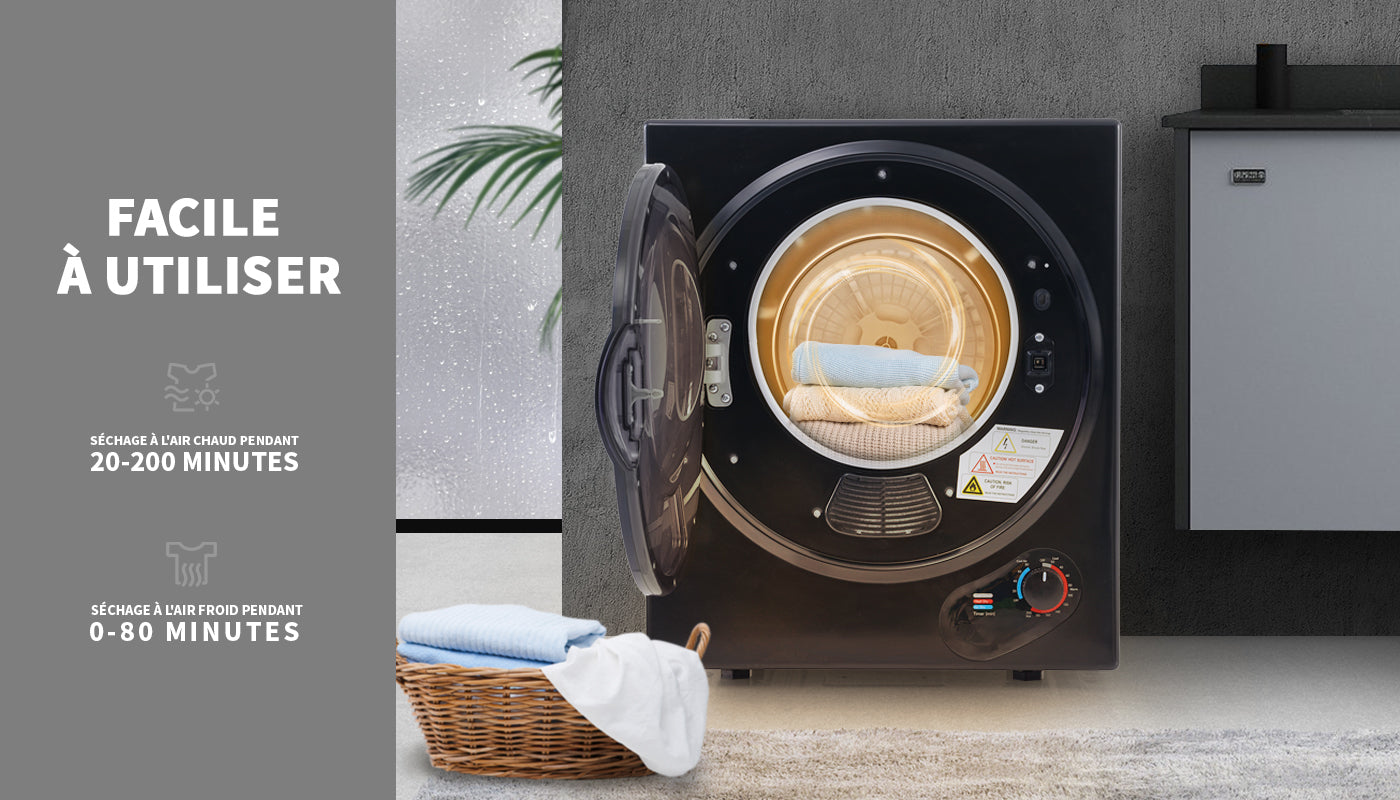 Logidon Mini Droger 2,5 kg Zwart Wandmontage met 200 Min Timer