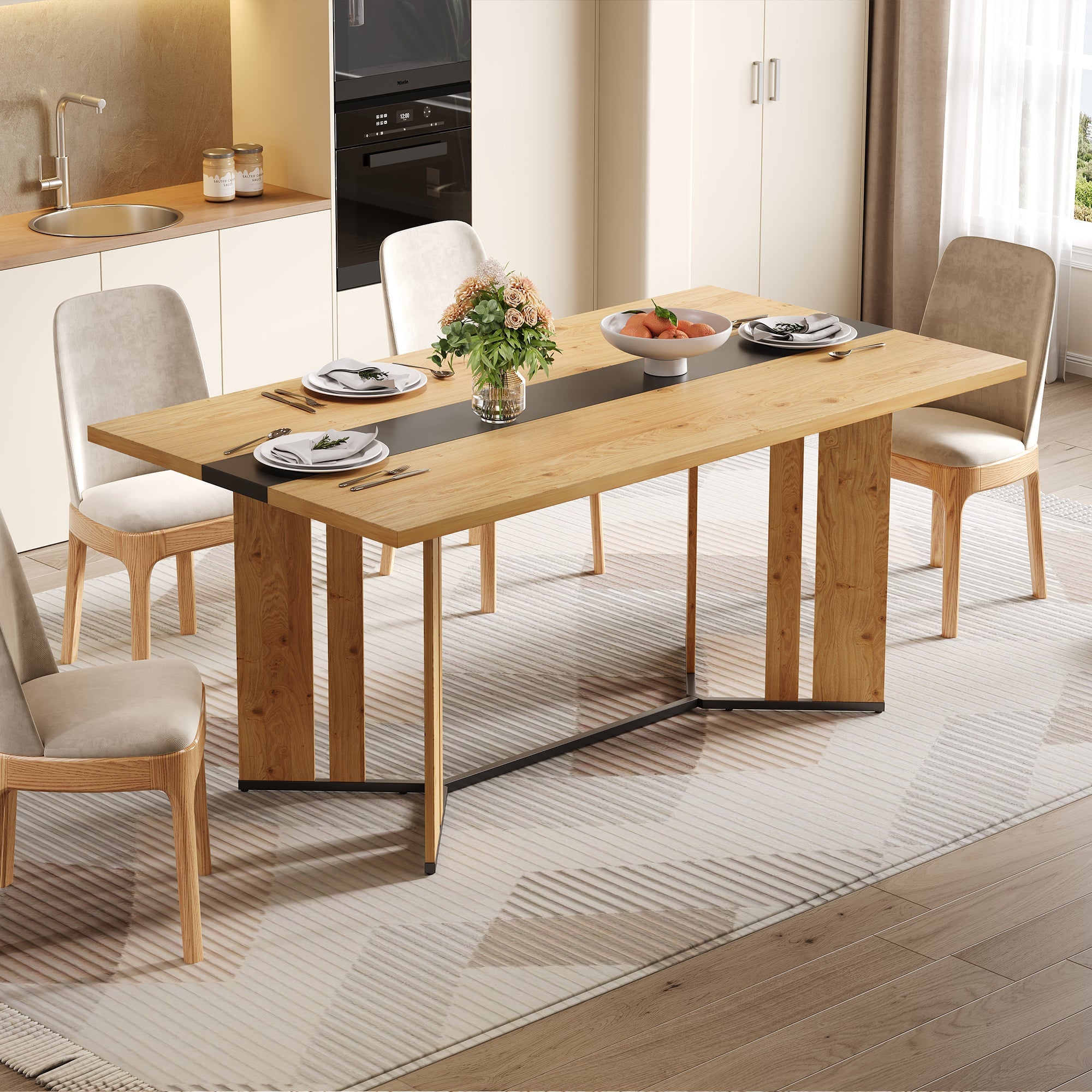 Logidon eettafel 150x80 cm Scandinavisch hout eikenlook waterdicht