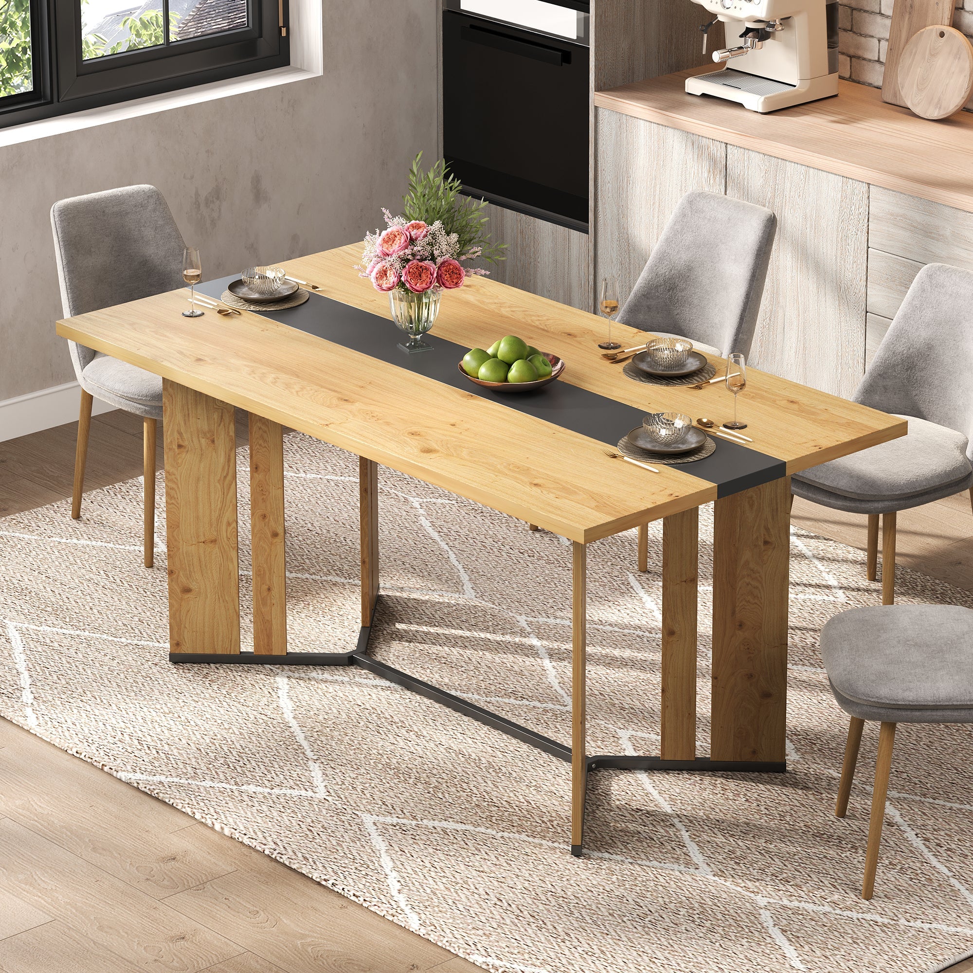 Logidon eettafel 150x80 cm Scandinavisch hout eikenlook waterdicht