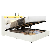 Logidon gewatteerd platformbed 160x200 met LED-licht en USB wit