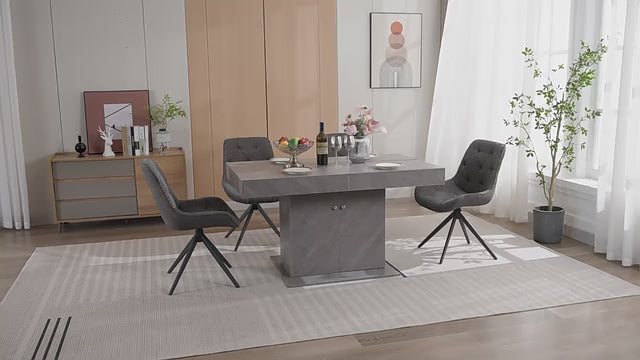 Video laden: Logidon uitschuifbare eettafel L140/180xB80xH76 cm grijze betonlook