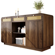 Logidon sideboard 120 cm walnut with rattan and gold handles