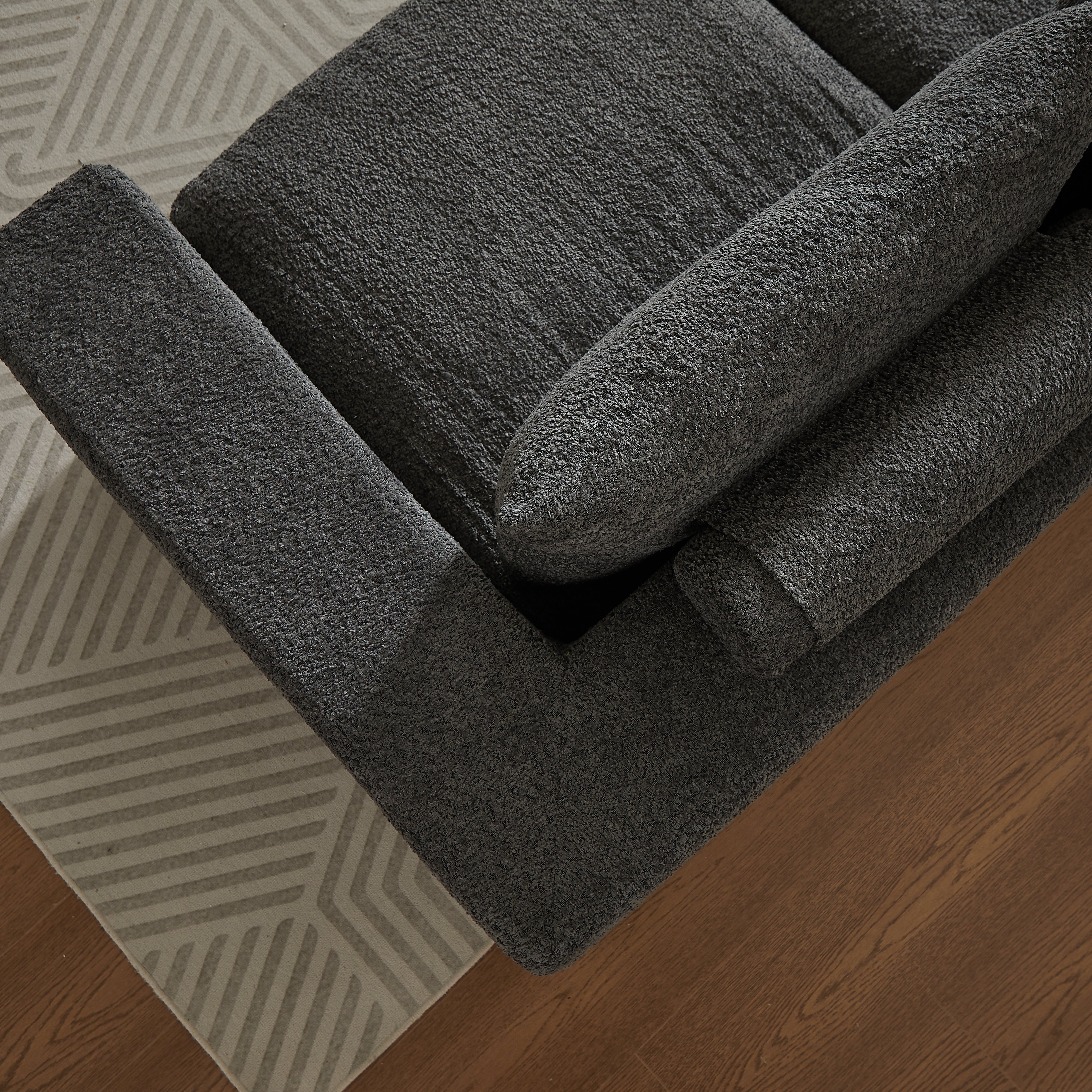 Logidon Chenille Bank met Loungebank en Ligpositie Grijs Fluweel