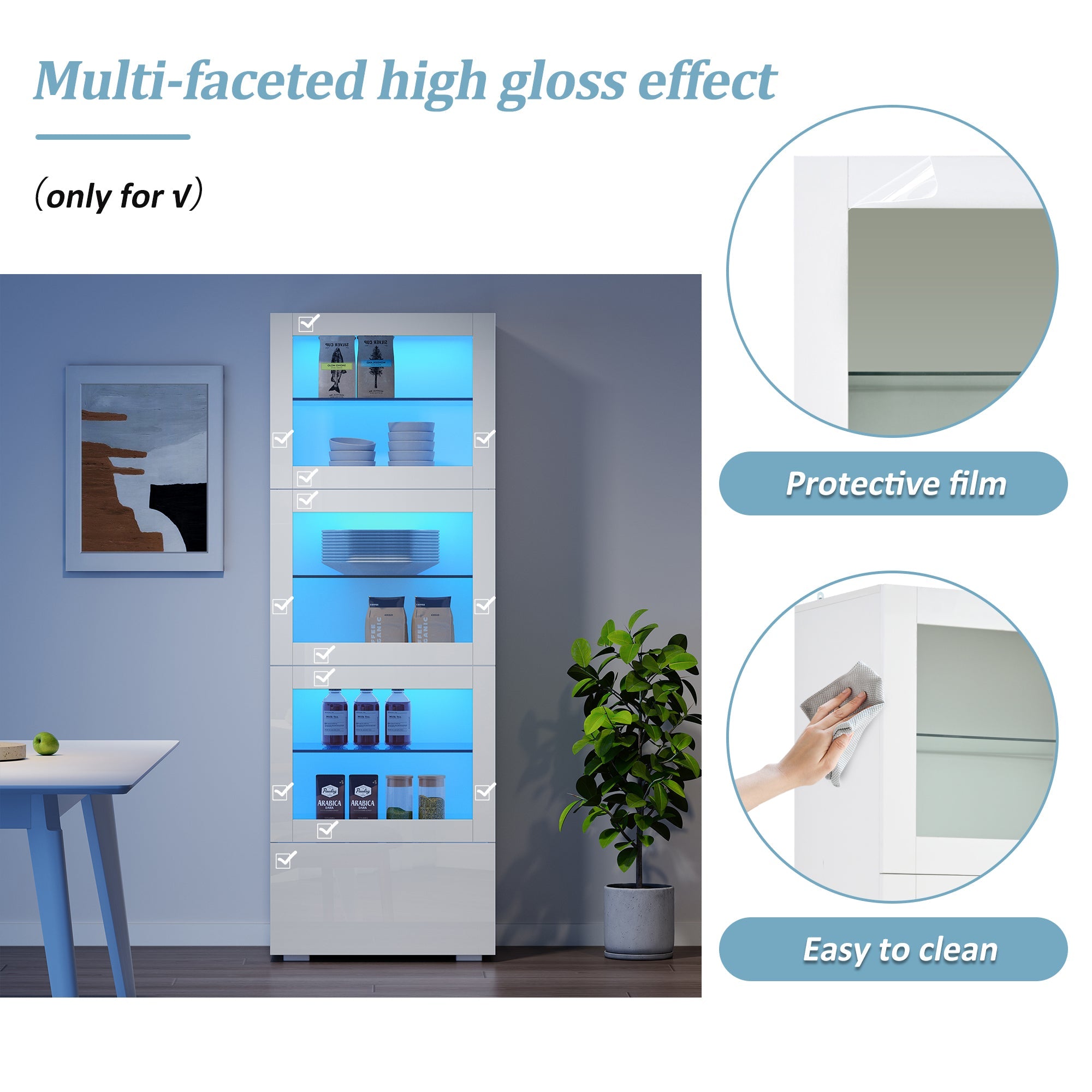 Logidon vitrine 60x40x173 cm wit hoogglans LED verlichting