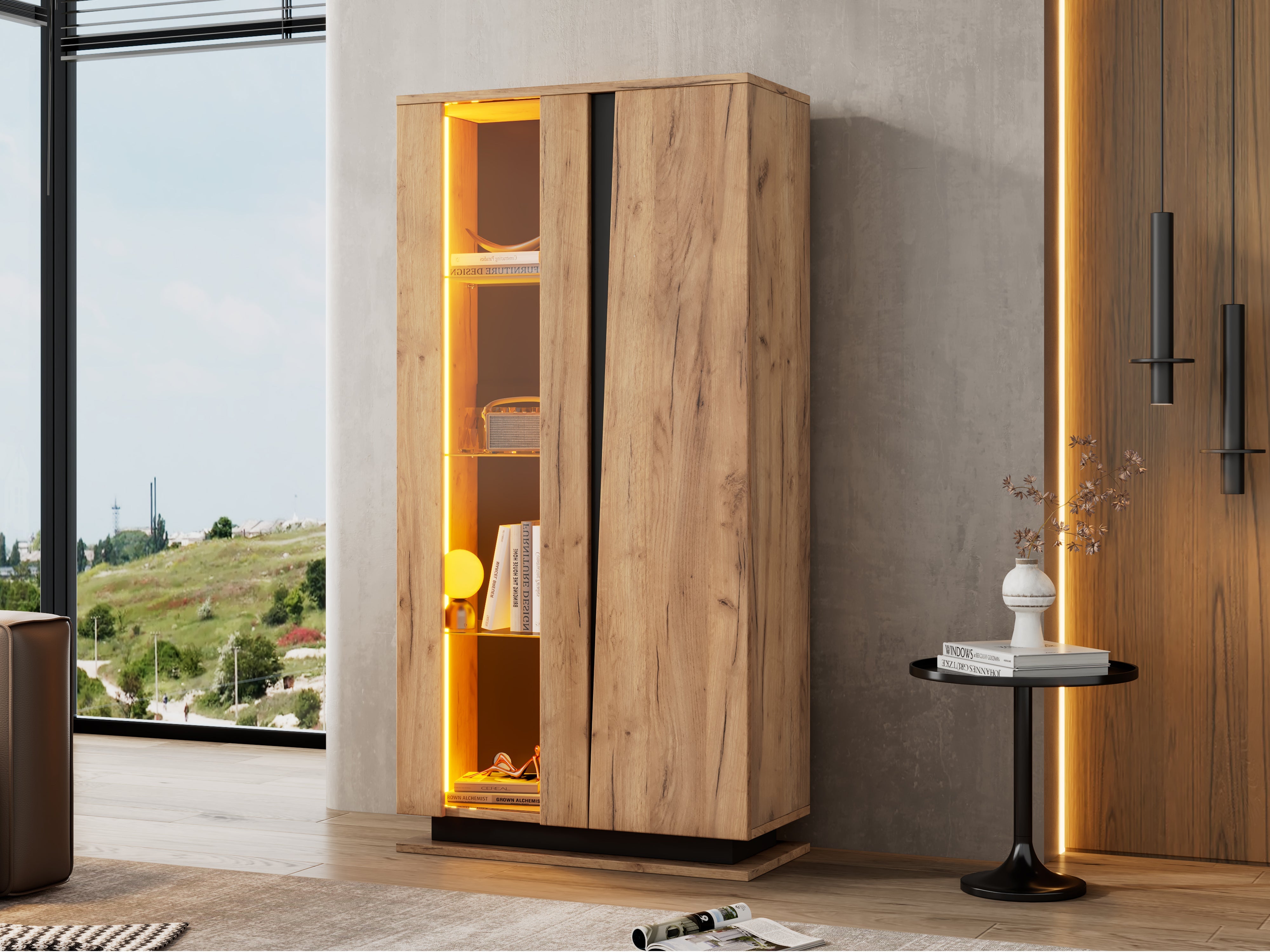 Logidon vitrinekast 80x35x160 cm met acryl deuren en 8 planken