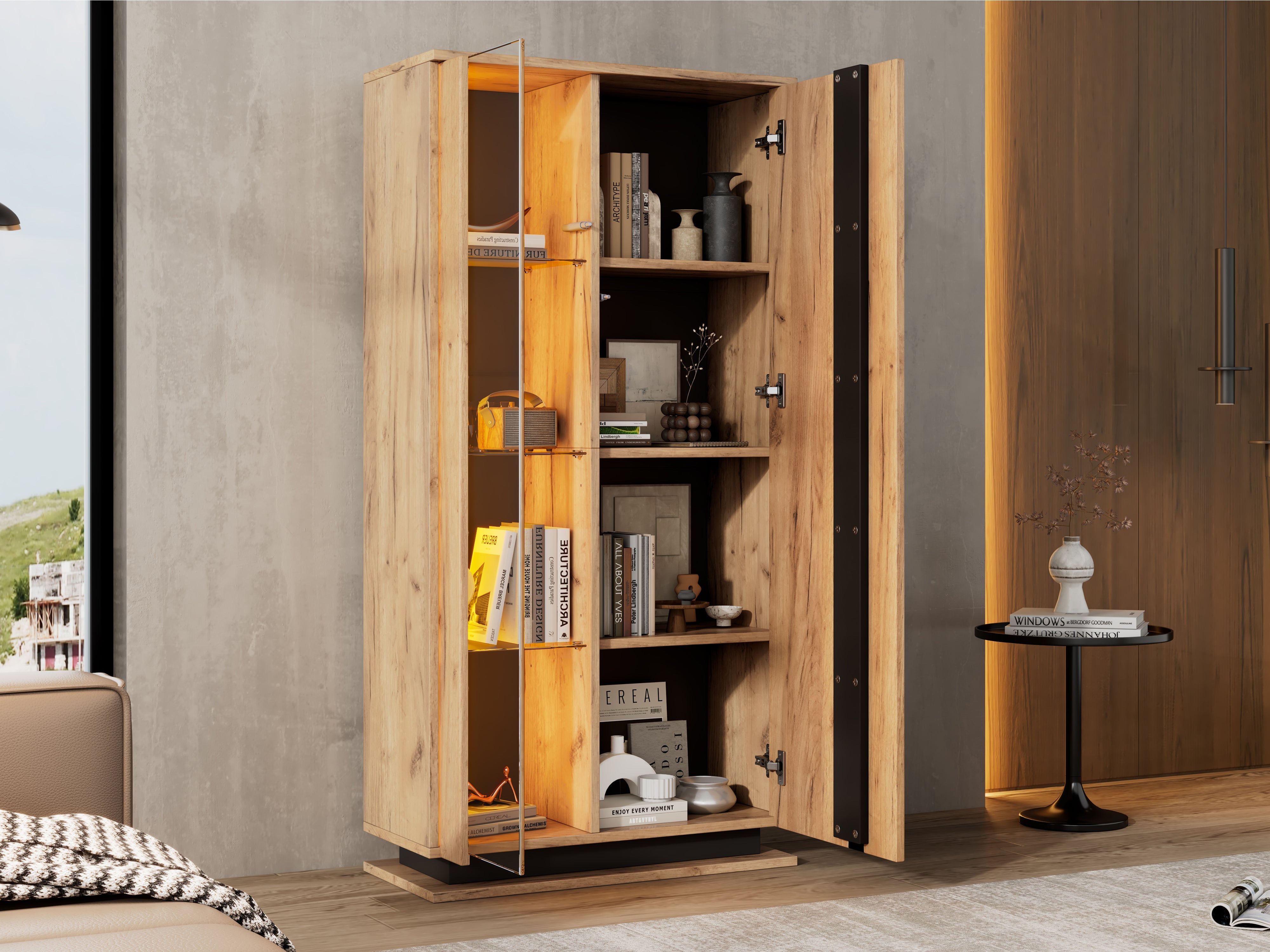 Logidon vitrinekast 80x35x160 cm met acryl deuren en 8 planken