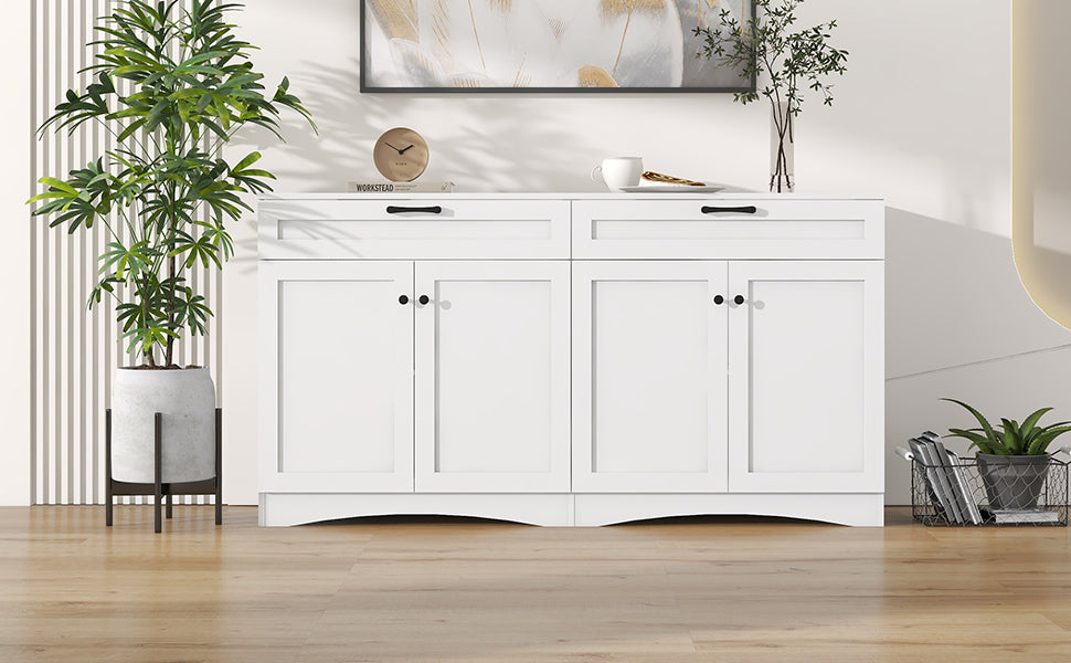 Logidon Dressoir 160 x 40 x 85 cm – Wit dressoir met 2 lades