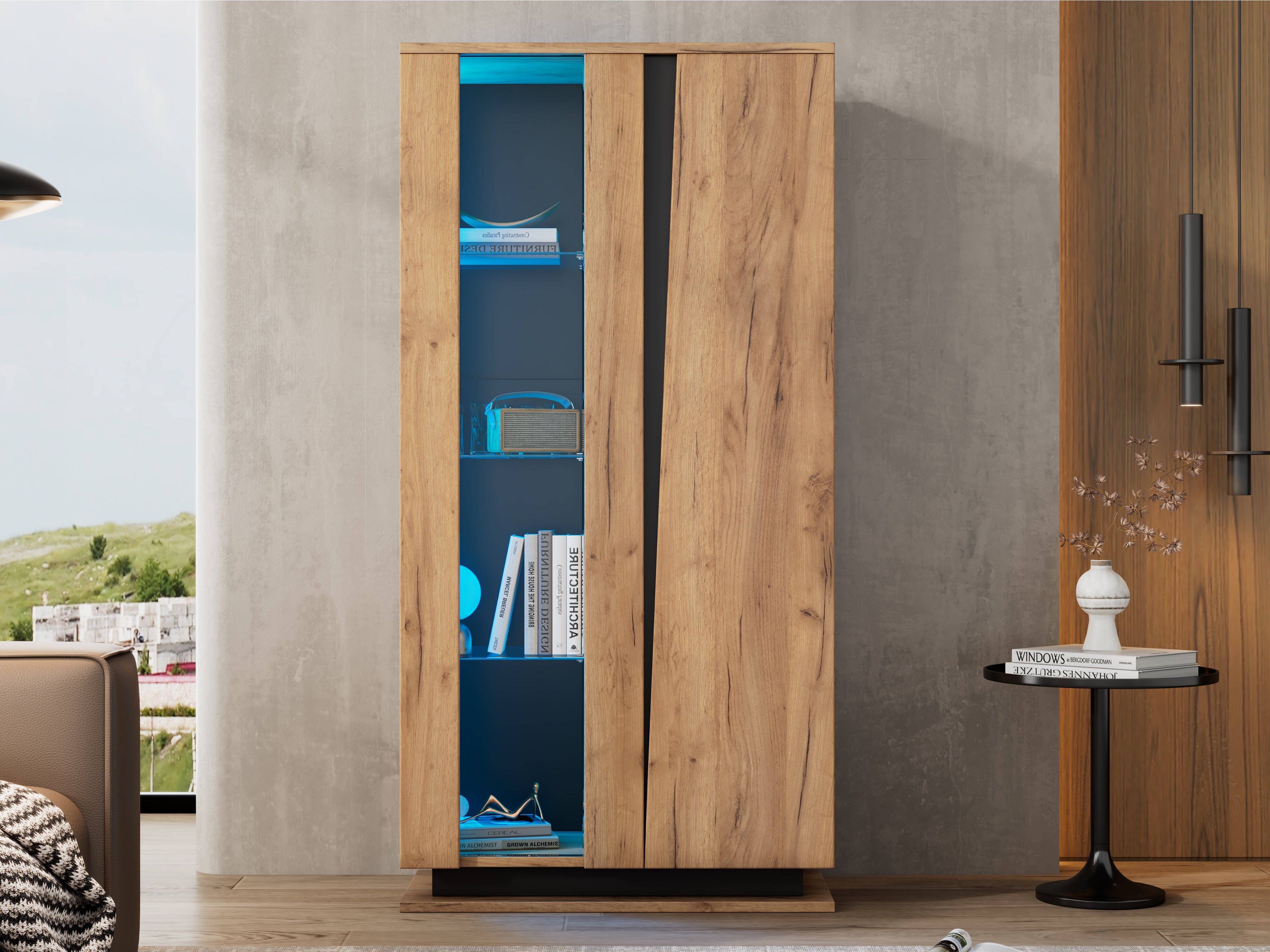 Logidon vitrinekast 80x35x160 cm met acryl deuren en 8 planken