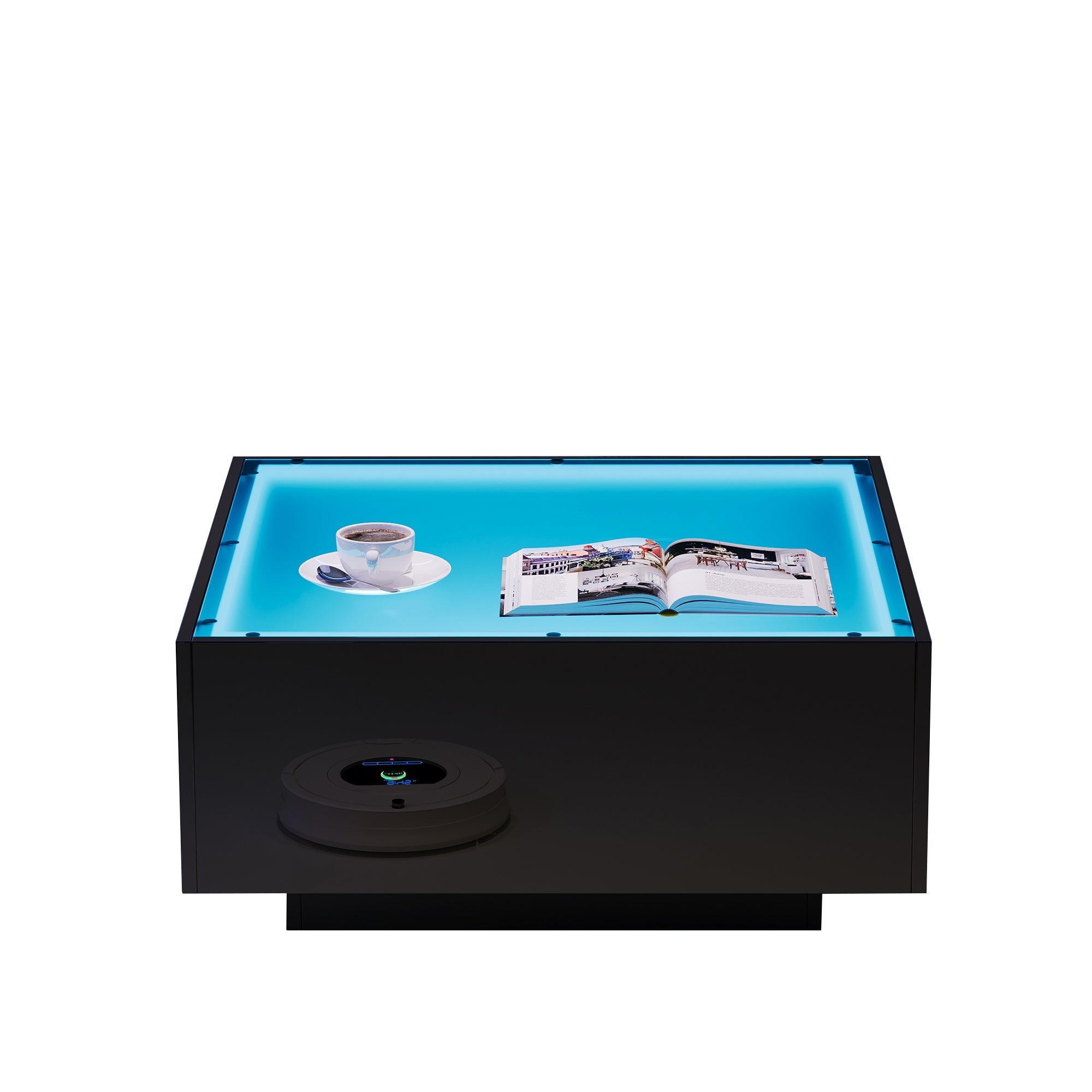 Logidon salontafel 70x70 cm glazen tafelblad LED zwart