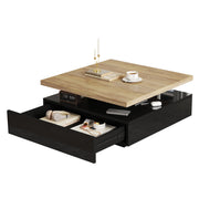 Logidon Vierkante Draaibare Salontafel 70x70 cm Bruin 360 graden