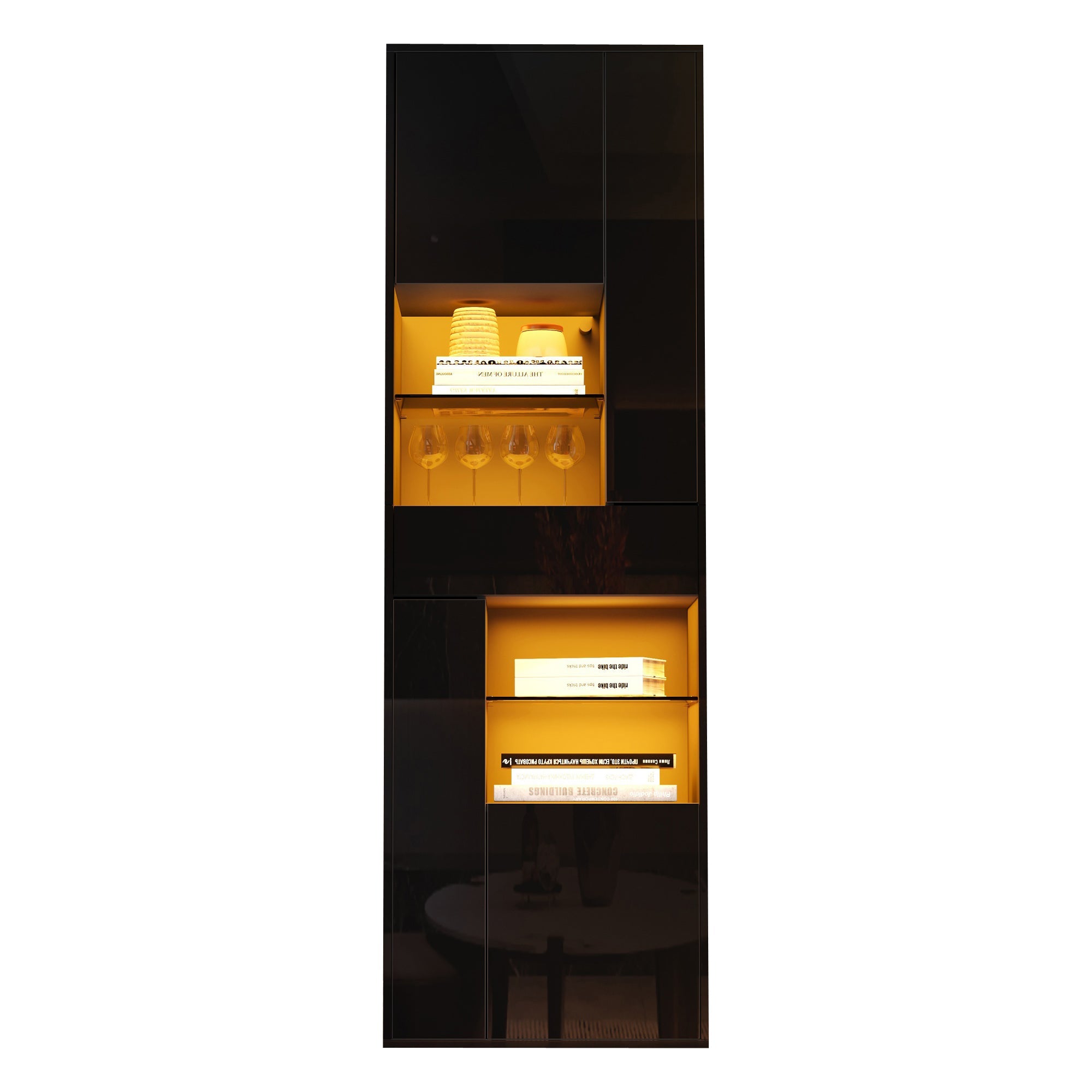 Logidon zwarte hoogglans glazen vitrine 55 x 38 x 170 cm LED-verlichting