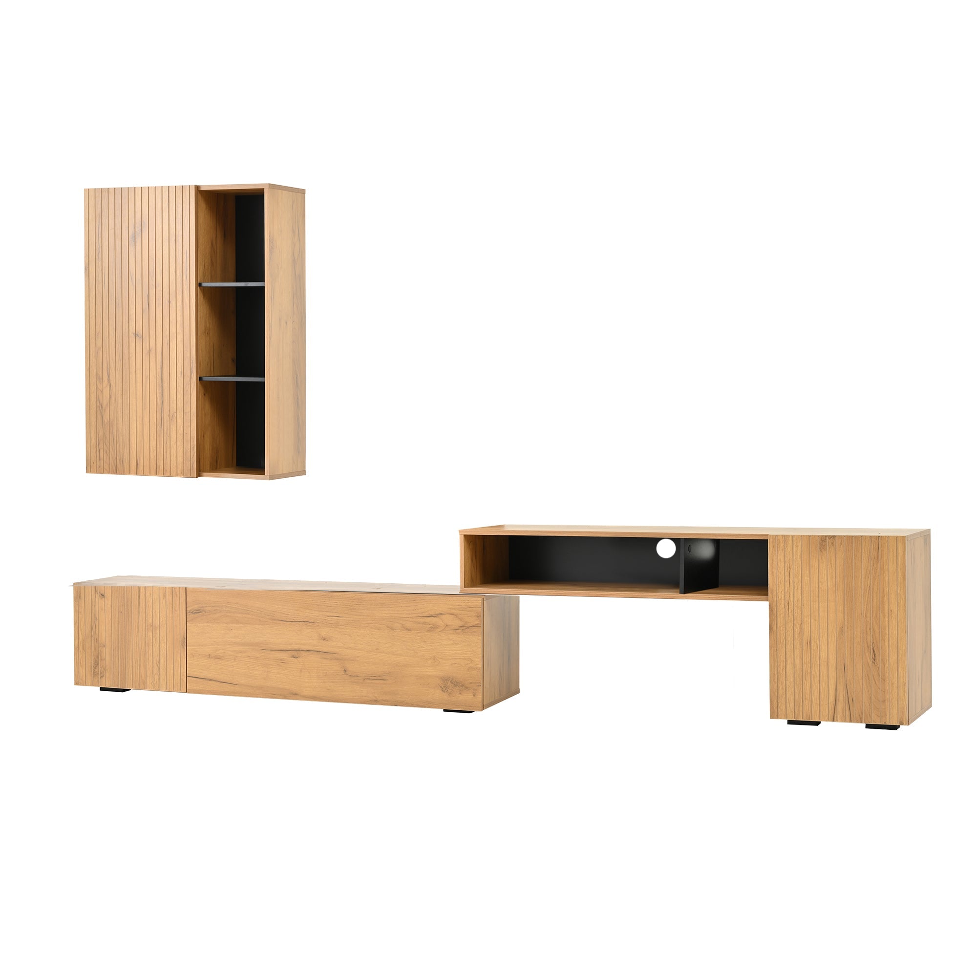 Logidon TV wall unit set display case two parts up to 265 cm oak black
